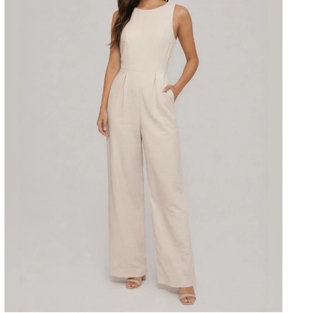 Song of Style by Aimee Song Cream Wide Leg Jumpsuit Size M Party Workwear